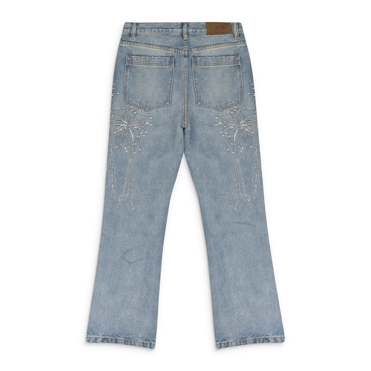 BLUE FIREWORKS WASH DENIM STRAIGHT-FIT JEANS