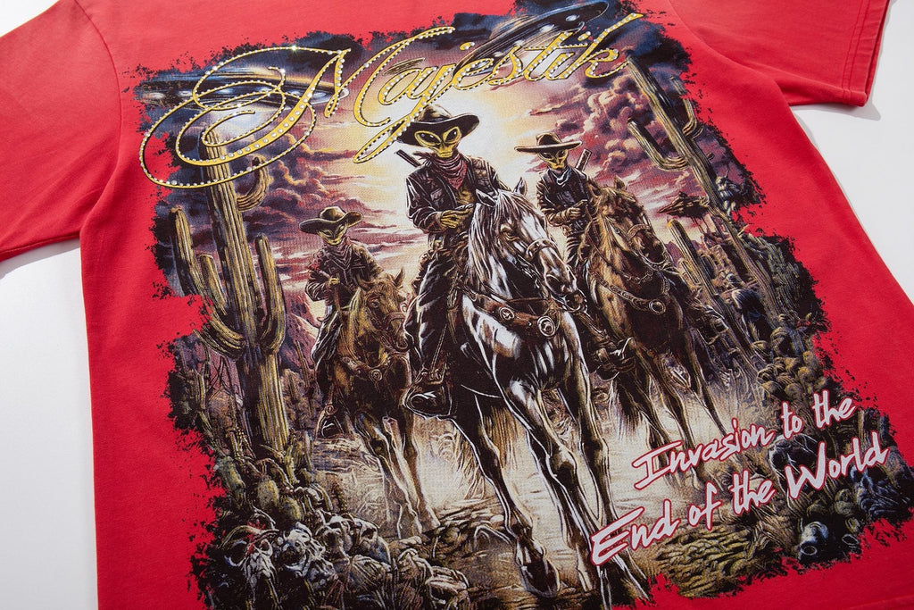 MAJESTIK Western Horse Graphic T-Shirt
