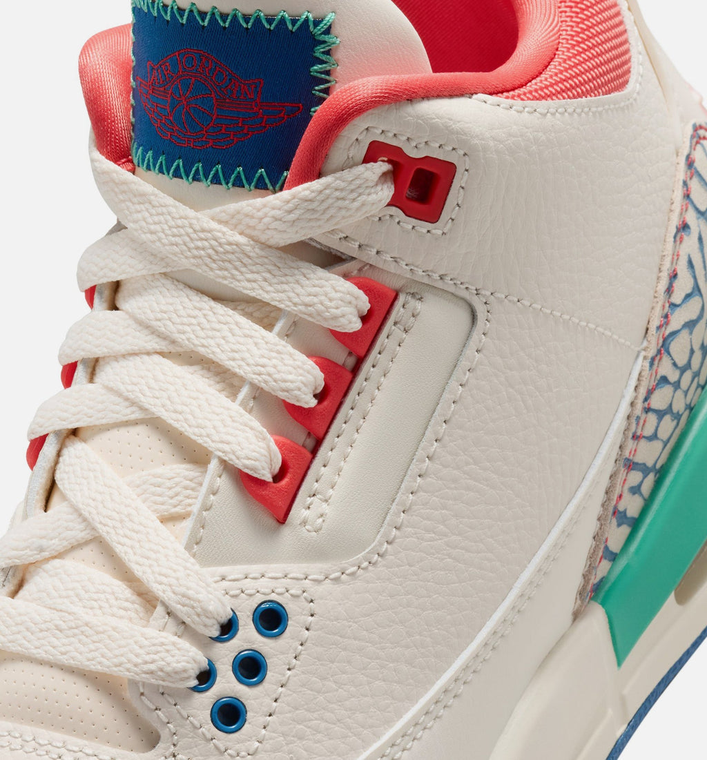 Air Jordan 3 Retro "Play Your Way" Grade School Lifestyle Shoes – Chalk/Track Red/True Blue/Kinetic Green