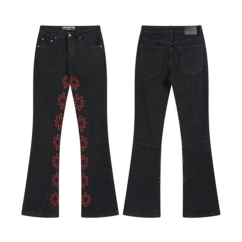 LOSTSHDWS Floral Embroidered Flared Jeans