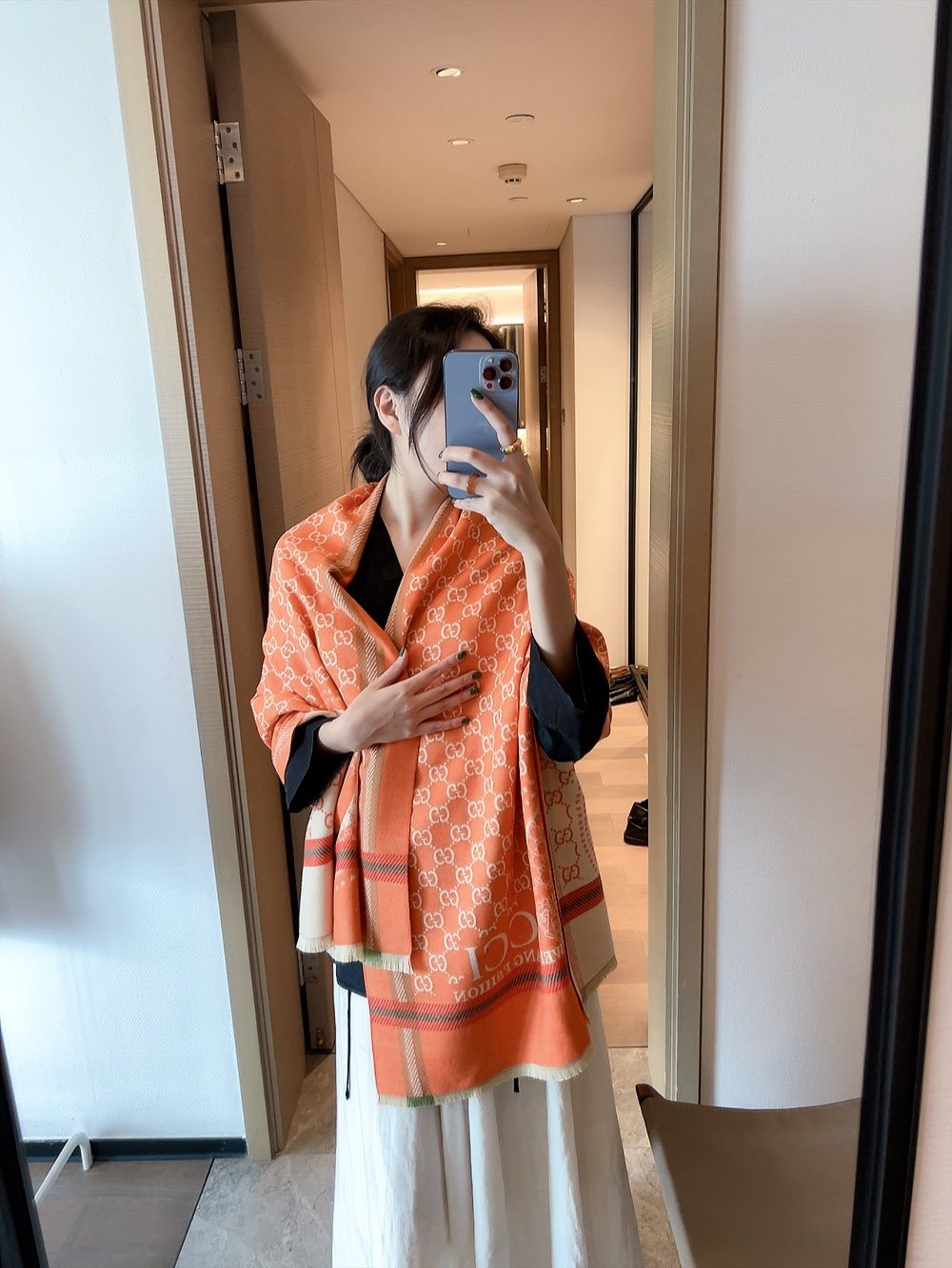 Gucci Reversible GG Pattern Wool Scarf