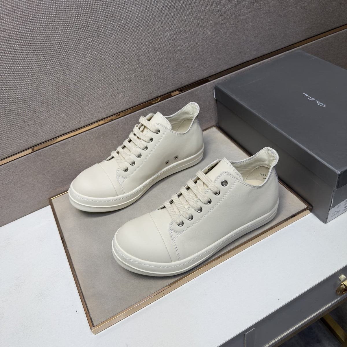 White Leather Low-Top Sneakers