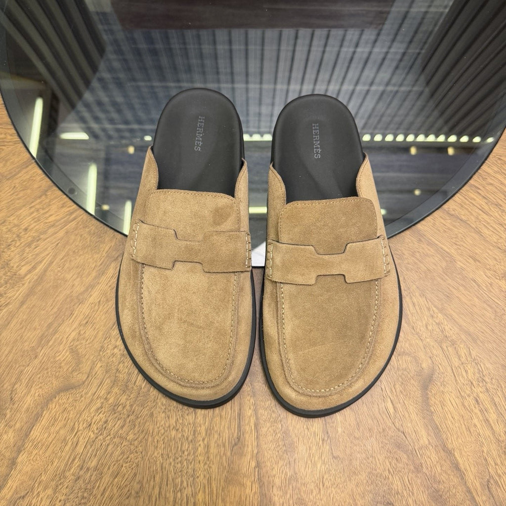 Hermès H-Detail Suede Mule Shoes