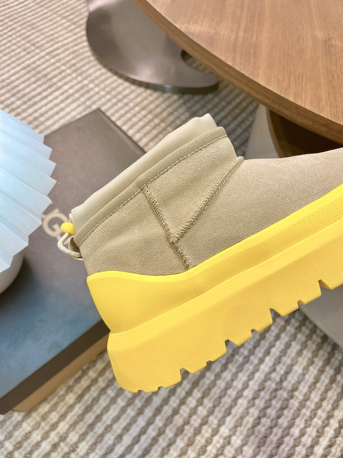 UGG Contrast-Toe Drawstring Ankle Boots