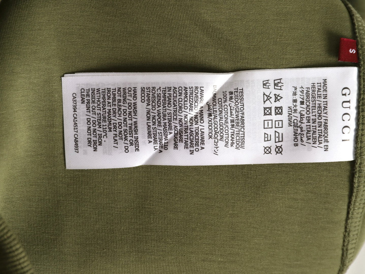Gucci Small-Slogan Full-Zip Hoodie - Olive Green