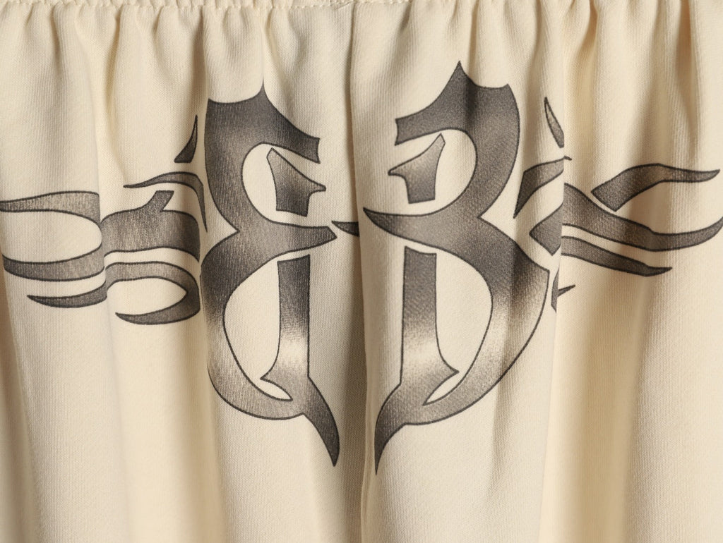 Balenciaga Tattoo-Style Graphic Wide-Leg Trousers - Cream